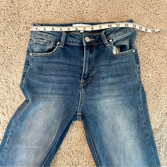 RDP5572 Risen High Rise Crop Ankle Flare Raw Hem Jean - Picture 9 of 12